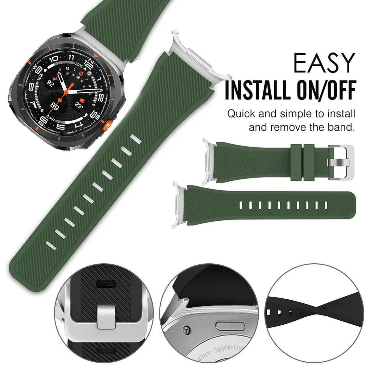 Silicone Sport Strap for Smartwatch - Ultra 47mm Band Accessory