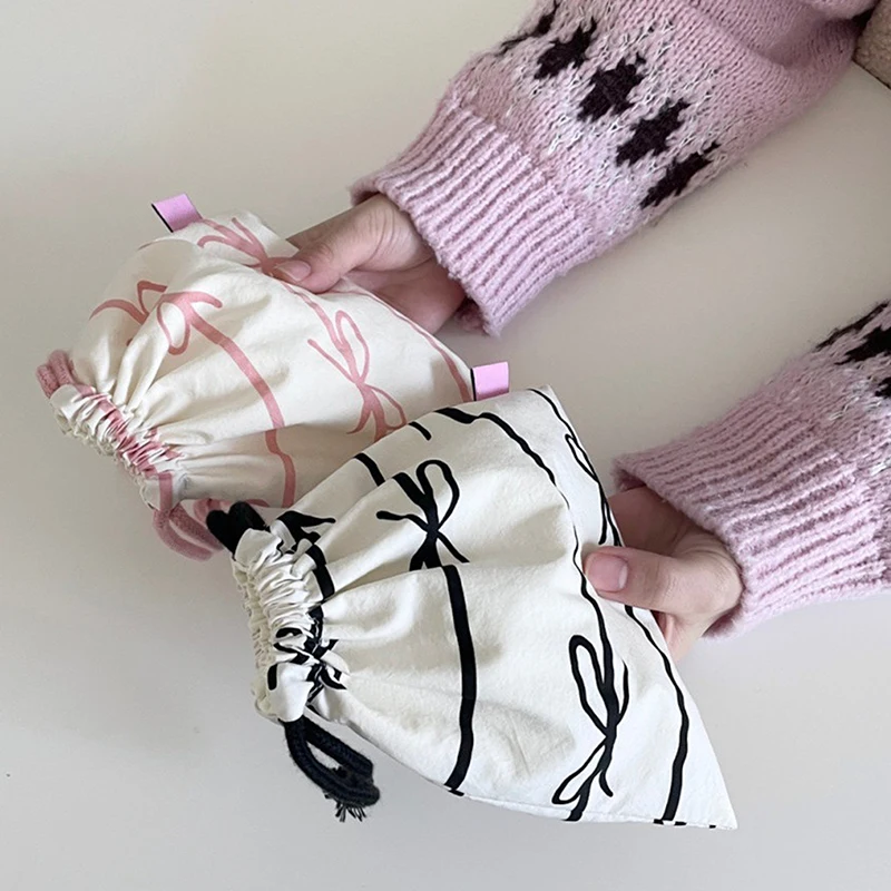 

Женский кошелек в полоску с бантом, Милая мини-сумка на шнурке, мини-сумка для хранения для девочек, косметичка для хранения