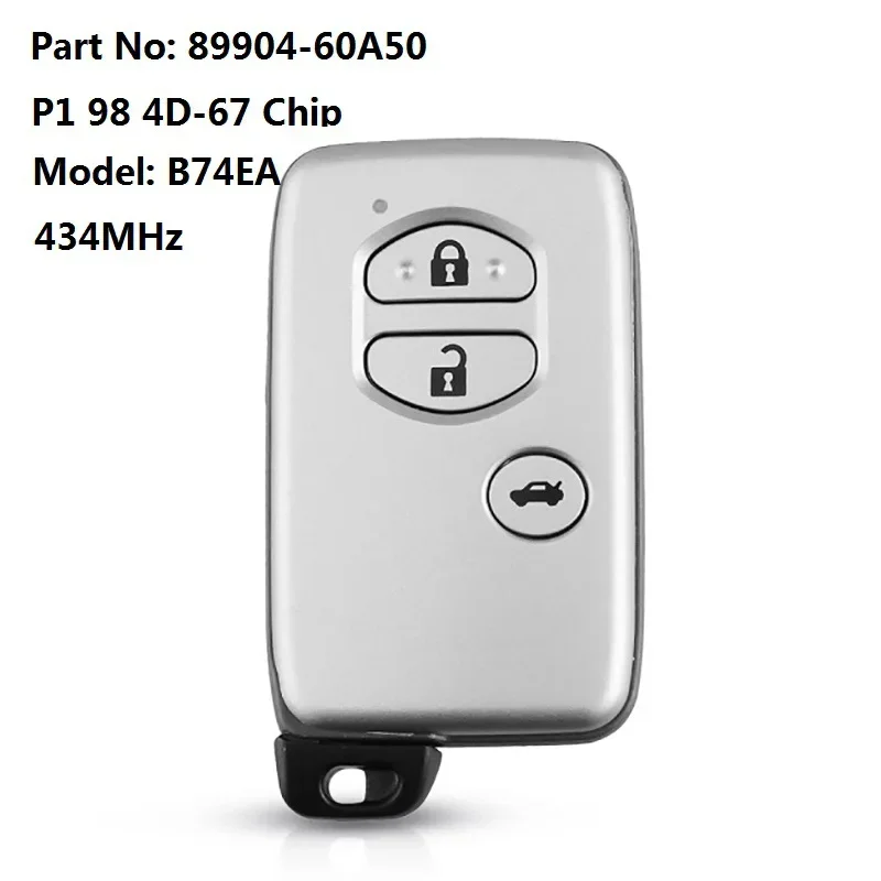 

3 Button 434MHZ Smart Key For Toyota Land Cruiser Prado 2010+ B74EA P1 98 Chip 4D-67 FCCID 89904-60A50 Keyless Go keyless start