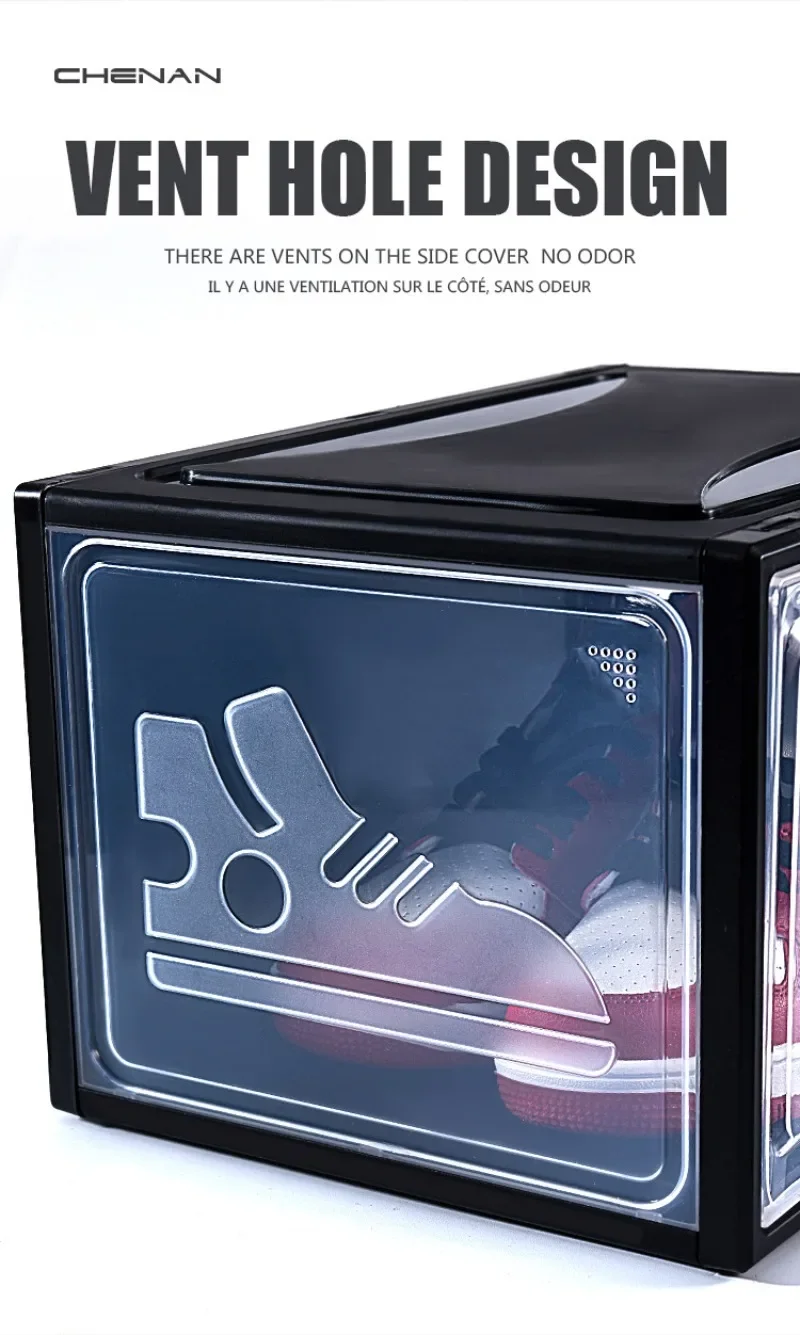 Description Picture 5 of itemSneaker Box Transparent Plastic Shoes Case Stackable Cabinet Storage Box Thickened High-top Dustproof Drawer Shoes Organizers