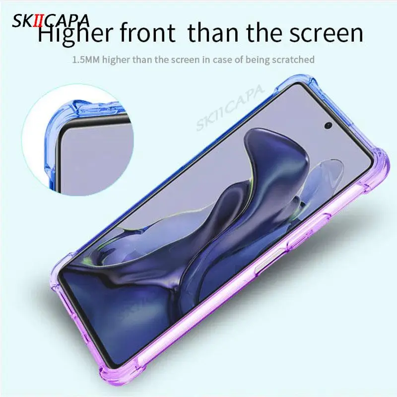 Translucent Gradient Silicone Case with Magnetic Ring Holder - Shockproof & Soft Cover