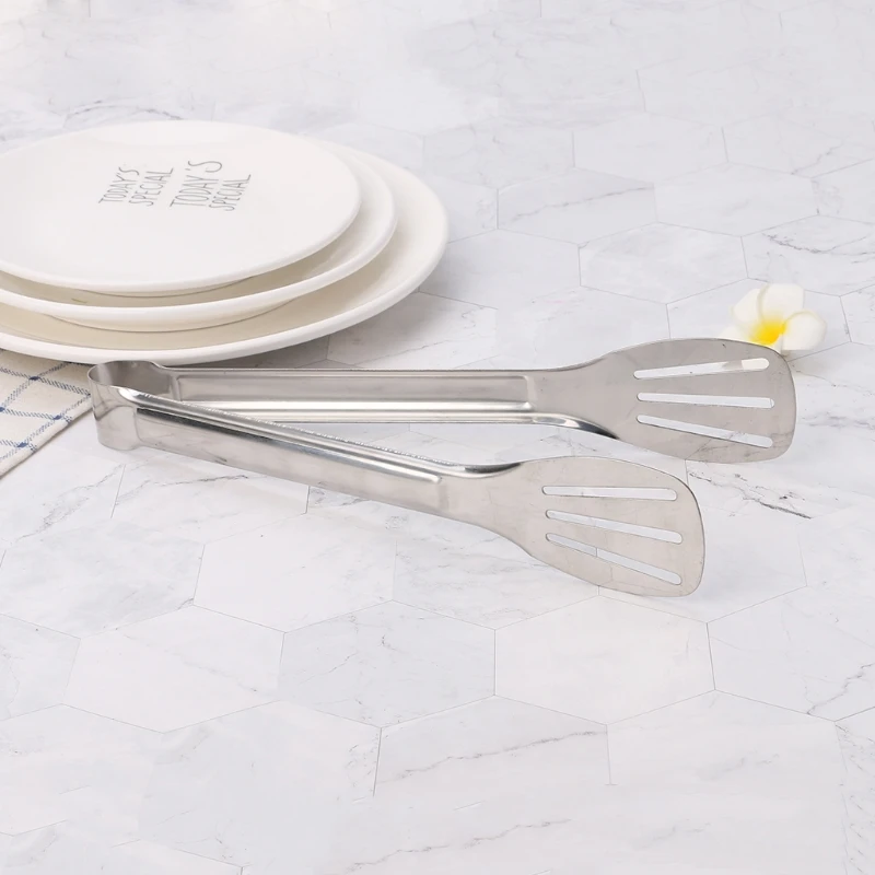 

Stainless Steel Kitchen BBQ Tongs Salad Cooking Clip Serving Clamp Bread Dropship