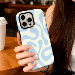 Wave Pattern Double Layer Phone Case with Camera Protection - Prestige Timeless Cover - iPhone 15 Plus (Luxury Full Edge Cov)