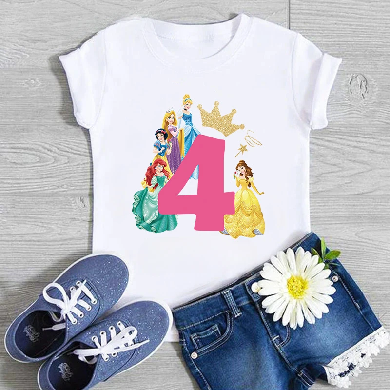 thumbnail image 1 of Camiseta de algodón para fiesta de cumpleaños de niños, disfraz de princesa, para niñas de 1, 2, 3, 4, 5, 6, 7, 8 y 9 años, regalo de cumpleaños de princesa Disney, 1 of 5