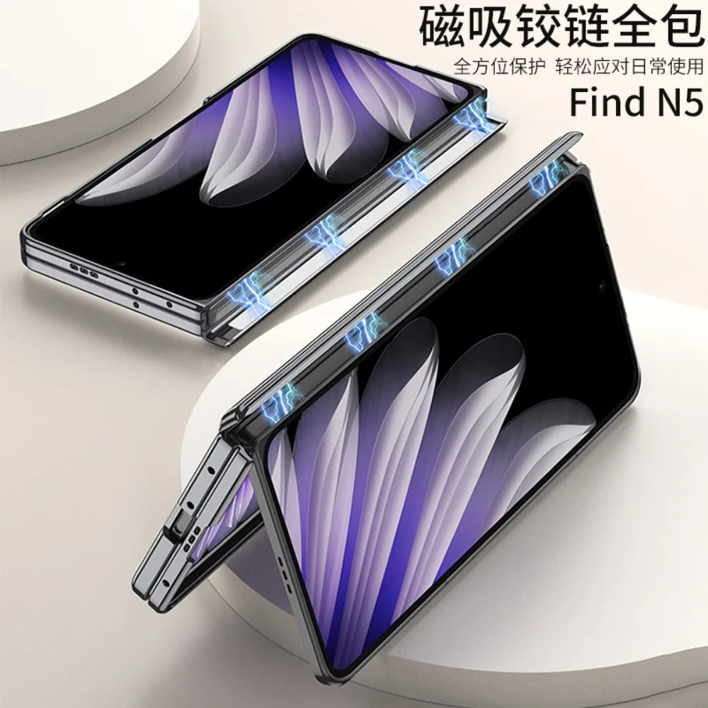 Custodia Magnetica Per Oppo Find N5 2025 – TPU Trasparente Antiurto Con Cerniera Integrata – Ultra Sottile, Protezione Completa 360° – Colore Nero - 2