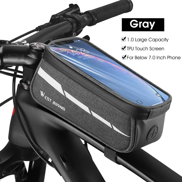 Sac de cadre de vélo réfléchissant 1l, sacoche frontale pour téléphone  portable, accessoires de cyclisme - AliExpress