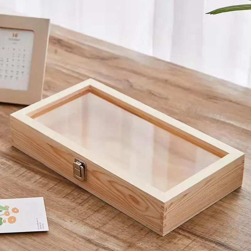 Wooden Jewelry Box Butterfly Frame Case Earrings Rings Necklaces Organizer Holder Display Case Specimen Showcase With Lid For