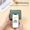 Women Genuine Leather Slim Short Wallet RFID Blocking Bi-Fold Wallet Credit Card Holder money clip wallet Zipper Coin pocket 2