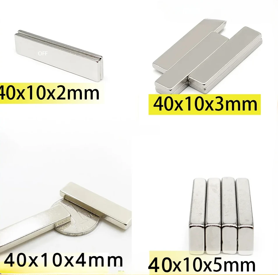 

N35 40x10x5 40x10x2 40x10x3 40x10x4 Rectangle Square Neodymium Bar Block Strong Magnets motor Search Magnetic Toy Glass