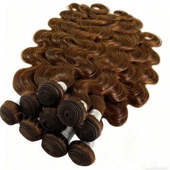 #4 Chocolate Brown Body Wave 10-30 Inch Honey Blonde Bundles Human Hair #4 Colored Brazilian Hair Weave Bundles Women Raw Hair 1