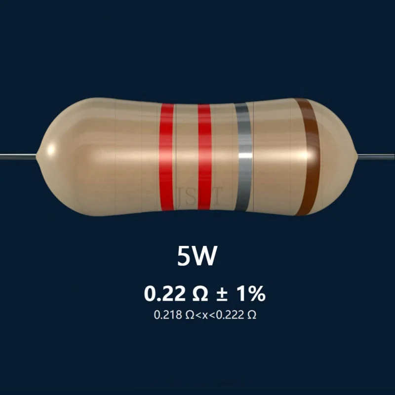 

В НАЛИЧИИ * 5 шт. 5 Вт 1% 0,22 Ом 0,22 Ом Металлический пленочный резистор 5 Вт Резистор