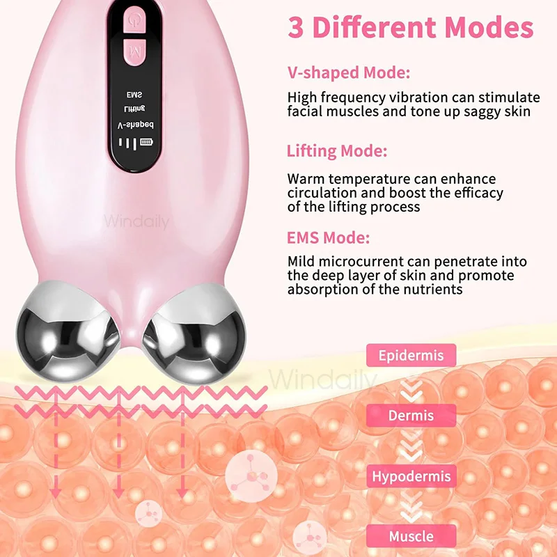 EMS Facial Massager Roller Microcurrent Face Lifting Machine V-Face Roller Massager Skin Rejuvenation Anti-Wrinkle Beauty Device
