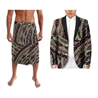Polynesia Casual 2 Piece Suit And ie faitaga For Men Wedding Lapel Men Suits Party Prom Blazer Father's Day Gift 2