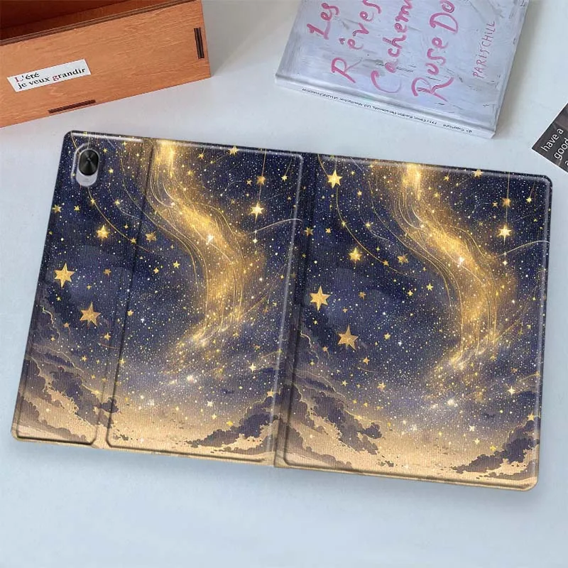 Blue Gold Starry Sky Pattern Tablet Case