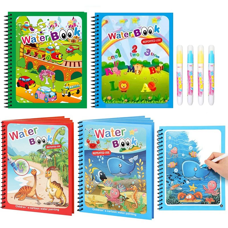 

Montessori Toys Reusable Coloring Book Magic Water Drawing Book Kids Painting Drawing Toys Sensory Educational Toys For Children