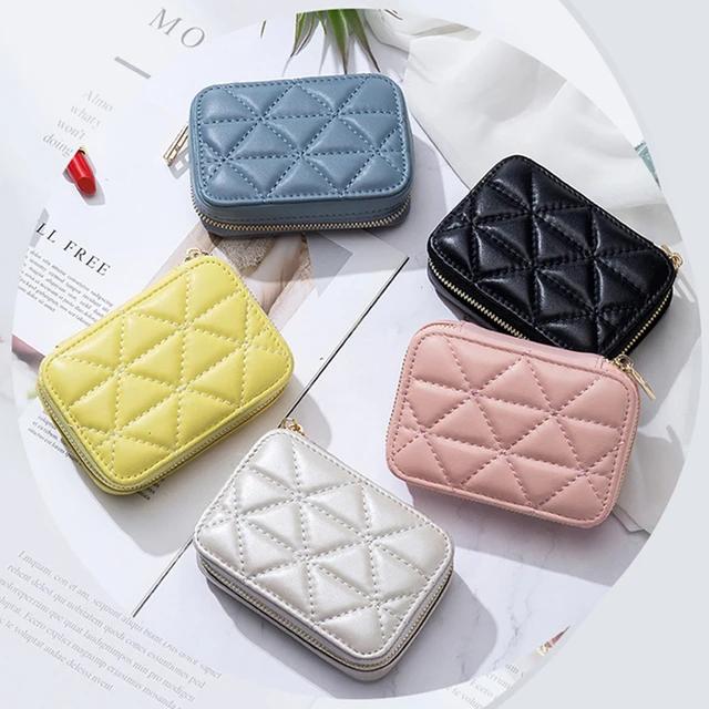 Új Pu Rúzsok Tároló Táska Tükör Hordozható Kozmetikumokkal Ziplock Utazási Smink Tartó Huzal Érmék Konténer - Image 5