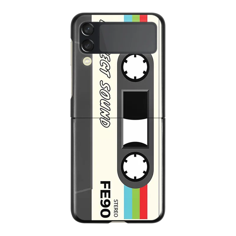 For Samsung Galaxy Z Flip 3 Case Shockproof Hard Back Cover For Galaxy Z Flip3 5G ZFlip 3 Vintage Cassette Tape Retro Style Case z flip3 case