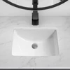 1pc Bathroom Sink Undermount - 18"x11" Modern White Rectangular Vessel Undermount Sink, Porcelain Ceramic Under Counter Lavatory 3