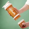 1-5PCS 500ML 3-Layer Sports Water Bottle Portable Leak-Proof Protein Shaker Cup for Outdoor Travel and Fitness Drinks 2