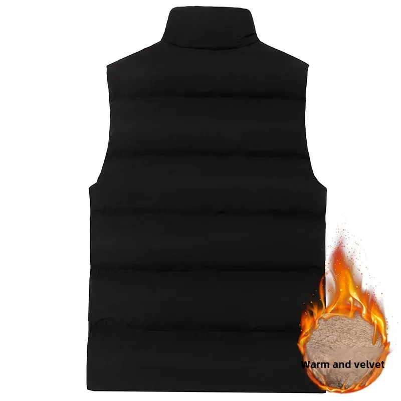 Men's Fleece-Lined and Thickened Warm Vest for Autumn and Winter High-Quality Cotton Coat Jacket Motorcycle Rider Vest
