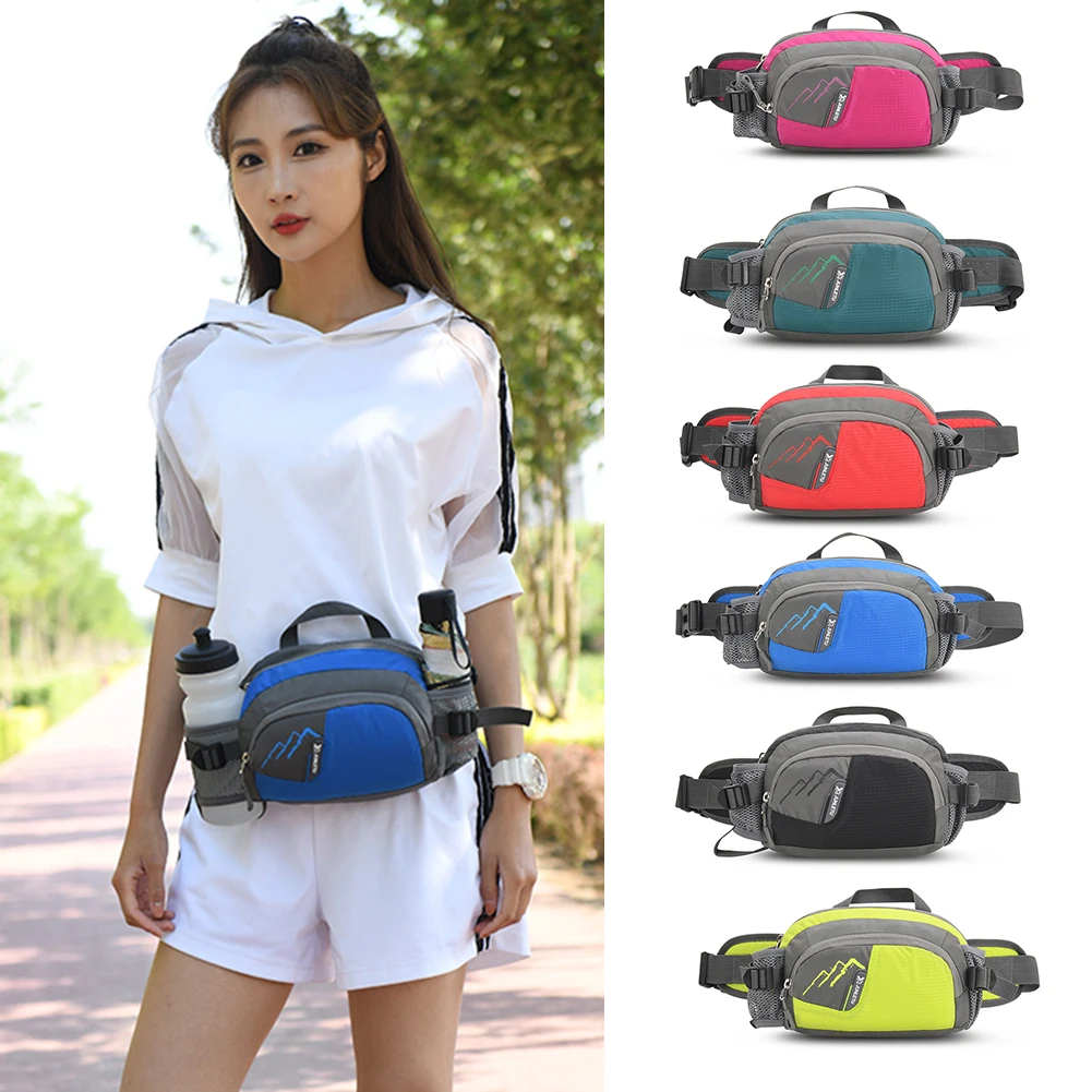 Fanny Pack Running Belt Purse Bum Bag Women Men Nylon with Bottle Holder Waterproof for Cycling for Running Hiking for Hydration 2