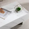 41" Marble Cool Coffee Table for Living Room,Rectangular Glossy Smart Contemporary Center Table for Waiting Area 5