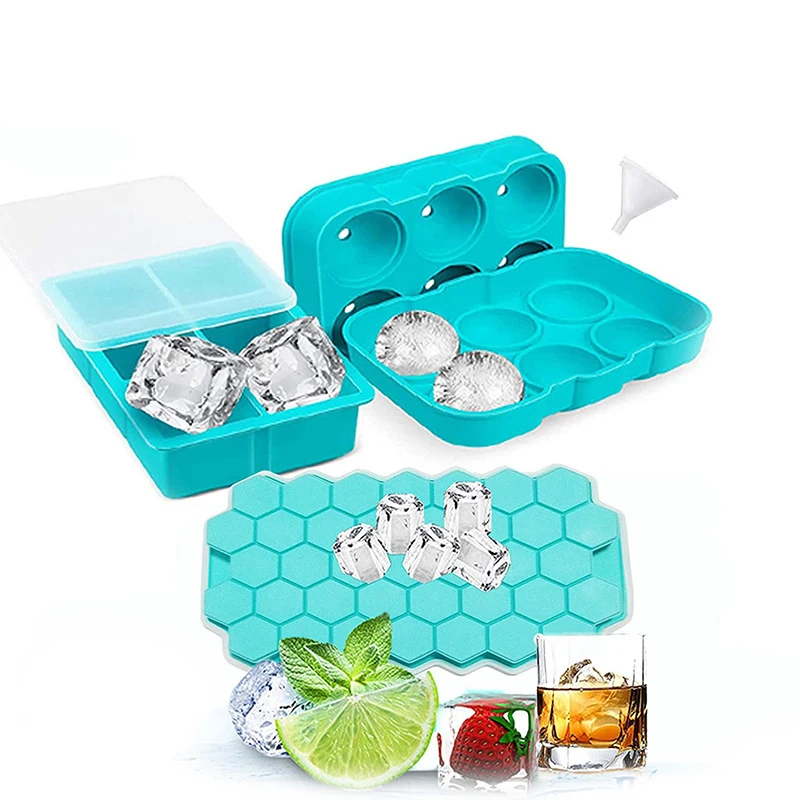 

3pcs/set Big Ice Tray Mold Giant Food Grade Reusable Silicone Ice Cube Square Tray Mold DIY Ice Maker Ice Cube Tray
