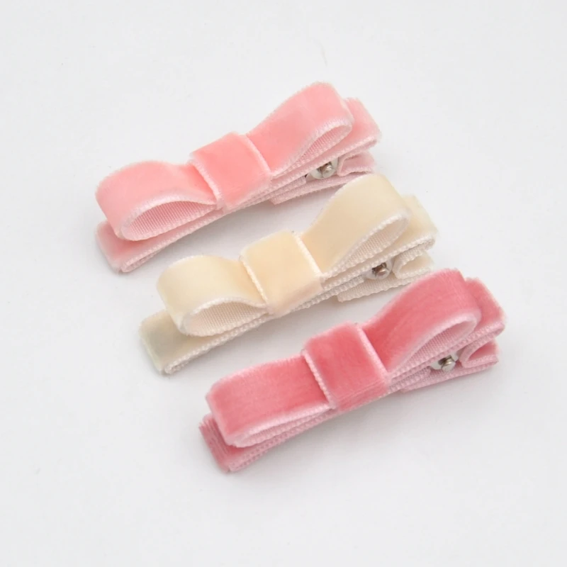18Pcs/Lot  Handmade Velvet Hair Clips  Velvet Ribbon Bow Hairpins for Toddlers Baby Hair Accessory 3