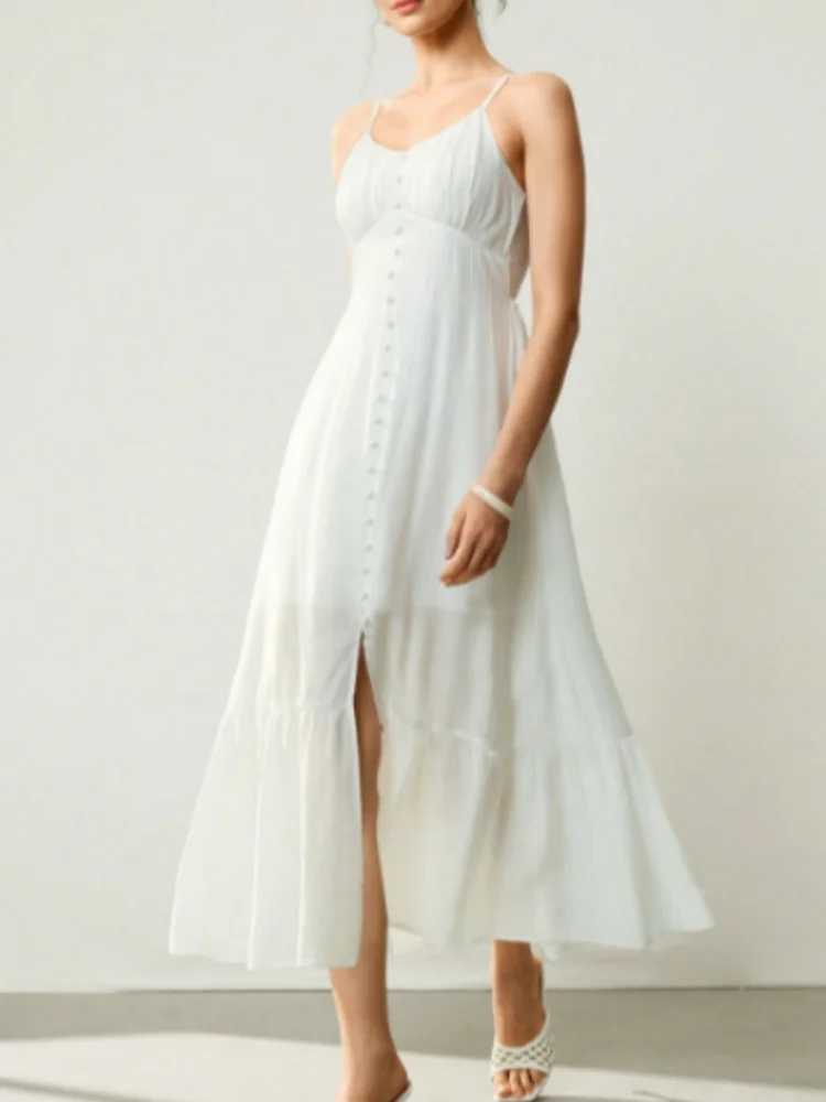 White Sleeveless Women Long Dress