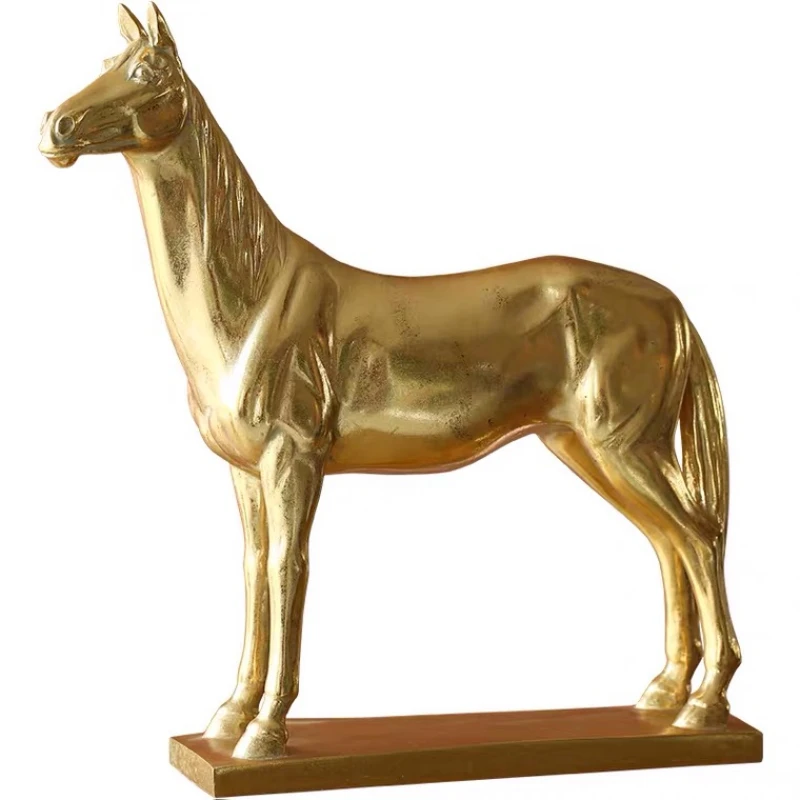 

Vintage luxury horse decor home antique golden horse statue table decoration