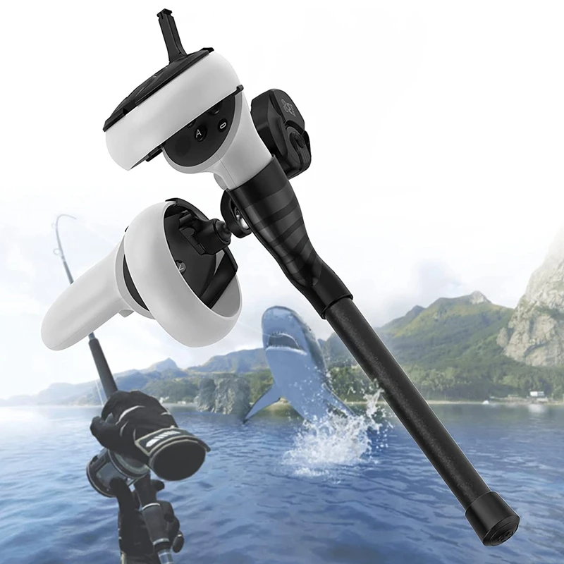 VR Game Controller For Real Fishing Games, VR Fishing Rod And Reel Combo For Meta Quest 2 VR Game Accessories