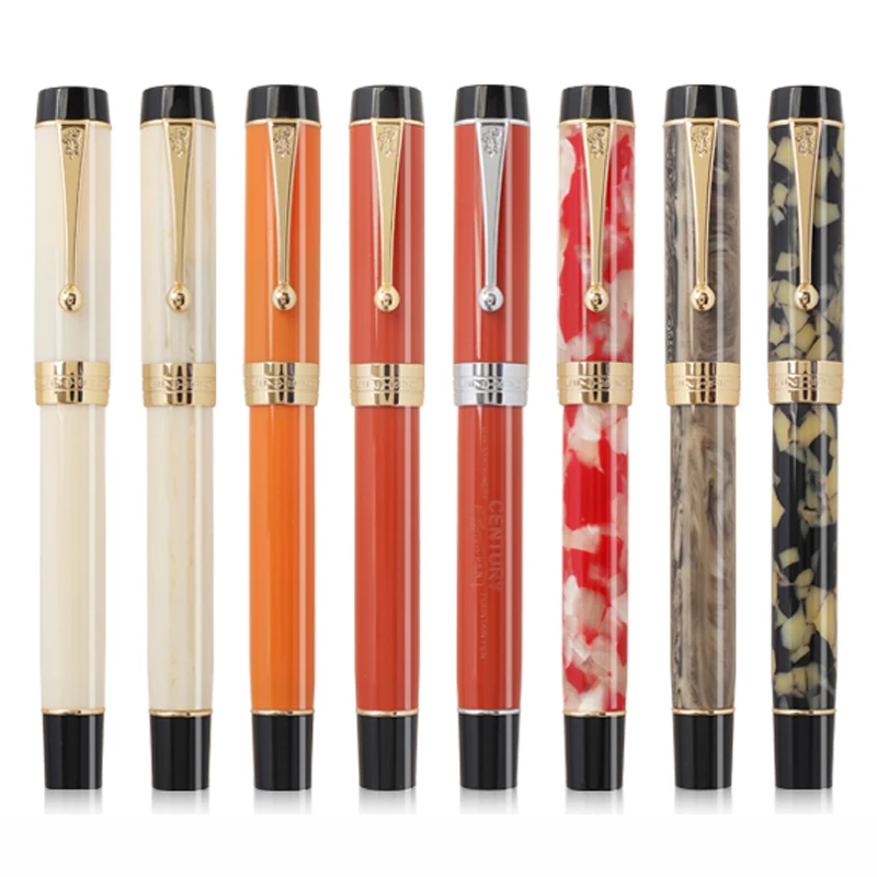 Jinhao 100 Multi Colors Resin Barrel 0.38mm Extra Fine Nib Fountain Pen Gold Trim With Converter Business Office School Supplies