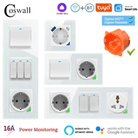COSWALL DIY Module WIFI / Zigbee Smart EU Wall Socket With PD 20W Type-C & A Dual USB Fast Charger With Power Monitoring Alice