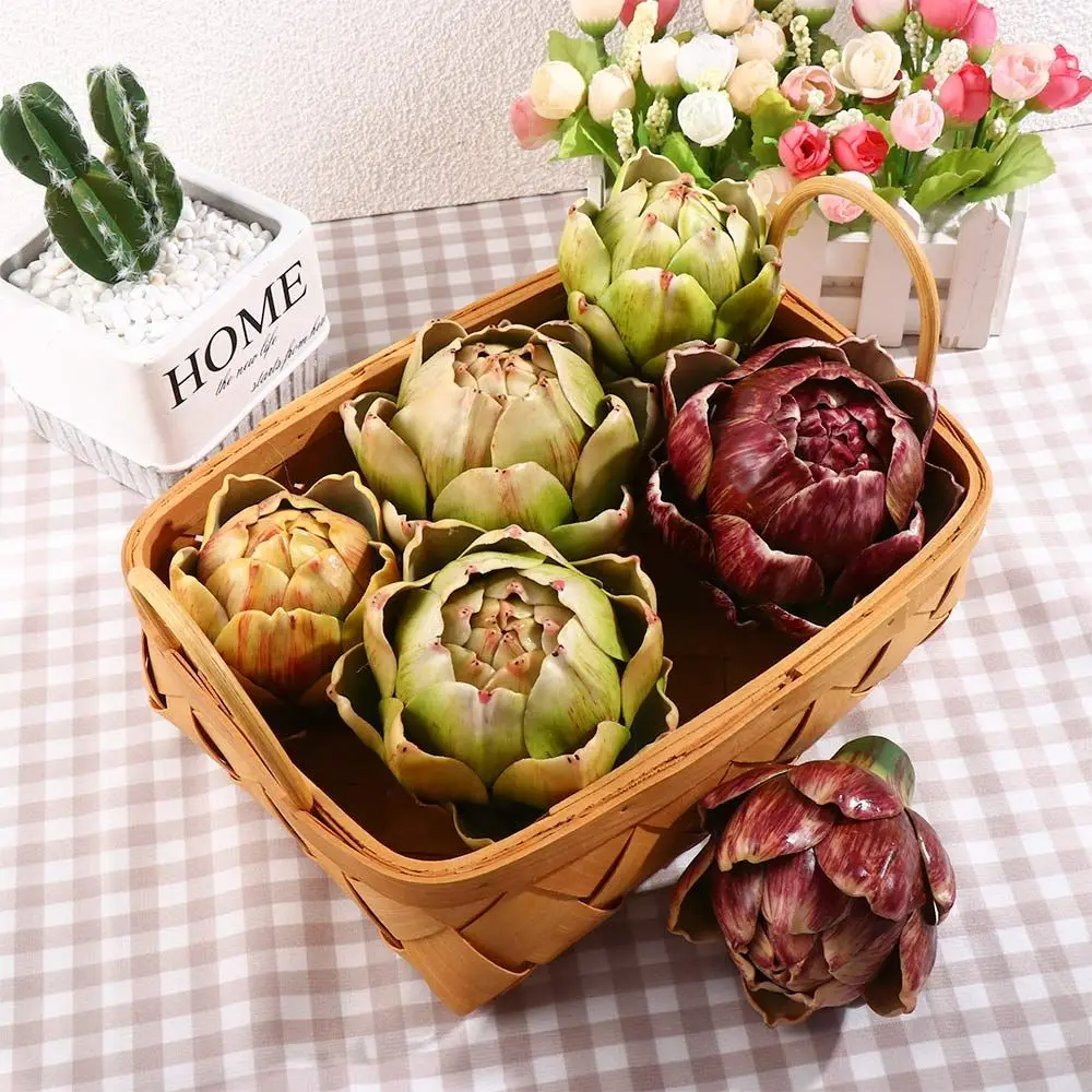 Artificial Plant Flower Green Nearly Natural Artificial Artichoke Home Decorations Vase Filler Kitchen Faux Fruit