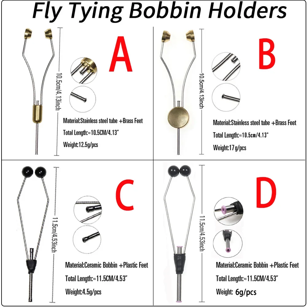 Fishing Fly Tying Whip Finisher Bobbin Holder Bobbin Threader Bodkin Needle Nymph Midge Streamer Fly Tying Tools 1PCS fishing tools,fishing tool,fishing accessories,fishing tackle,fly tying bobbin holder