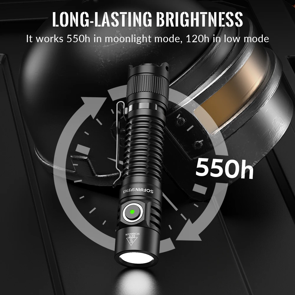 Sofirn 강력한 전술 손전등, SP31 V3.0, 2000lm SST40 LED 토치 18650, USB C 충전식 라이트 램프, 듀얼 스위치 포함