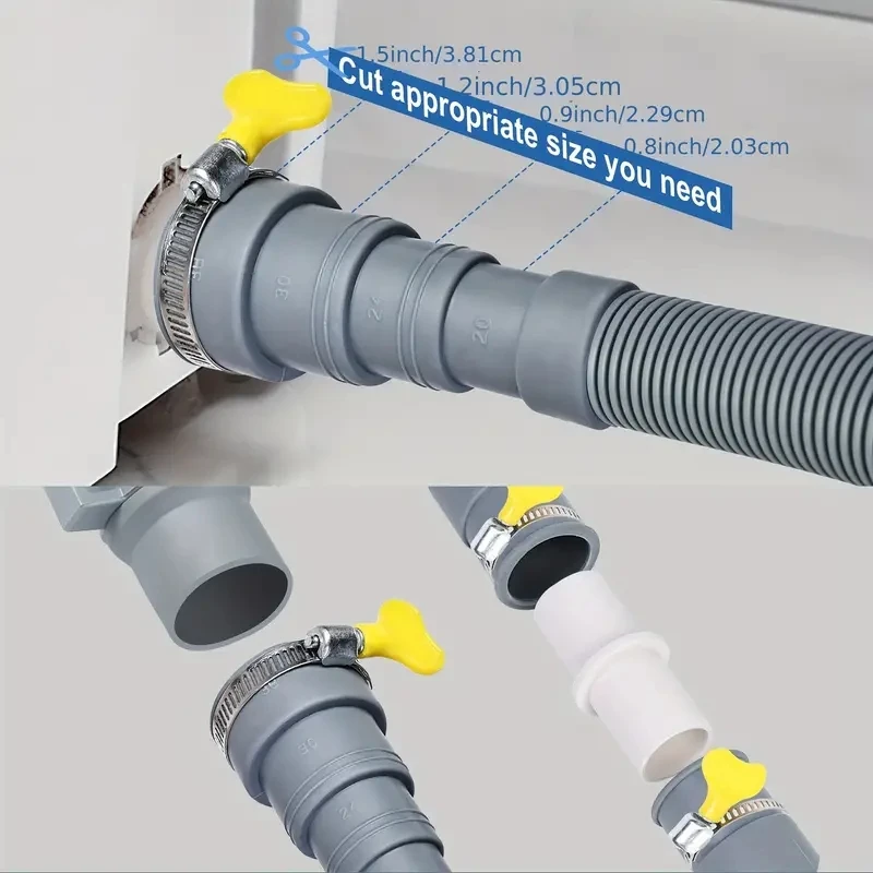 Washing Machine Drain Hose Flexible Dishwasher Drain Hose Extension Kits Corrugated Washer Discharge Hose 1.5 Meter 2.5 Meter 2
