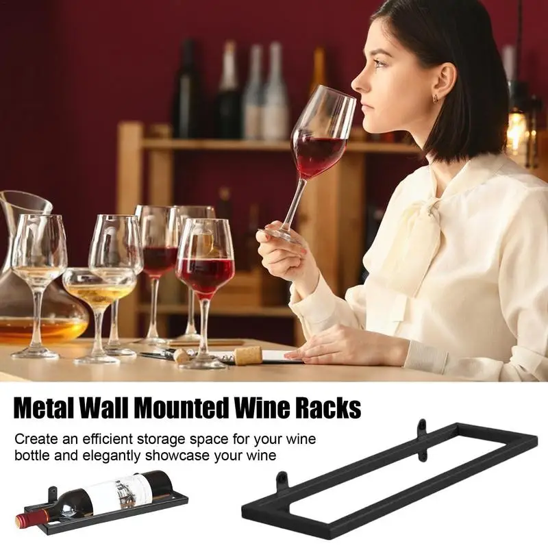 Wine Holder Wall Mounted 6pcs Metal Hangings Wine Display Holder Wine Glass Shelf Metal Floating Bar Shelves Rustic Wine Glass