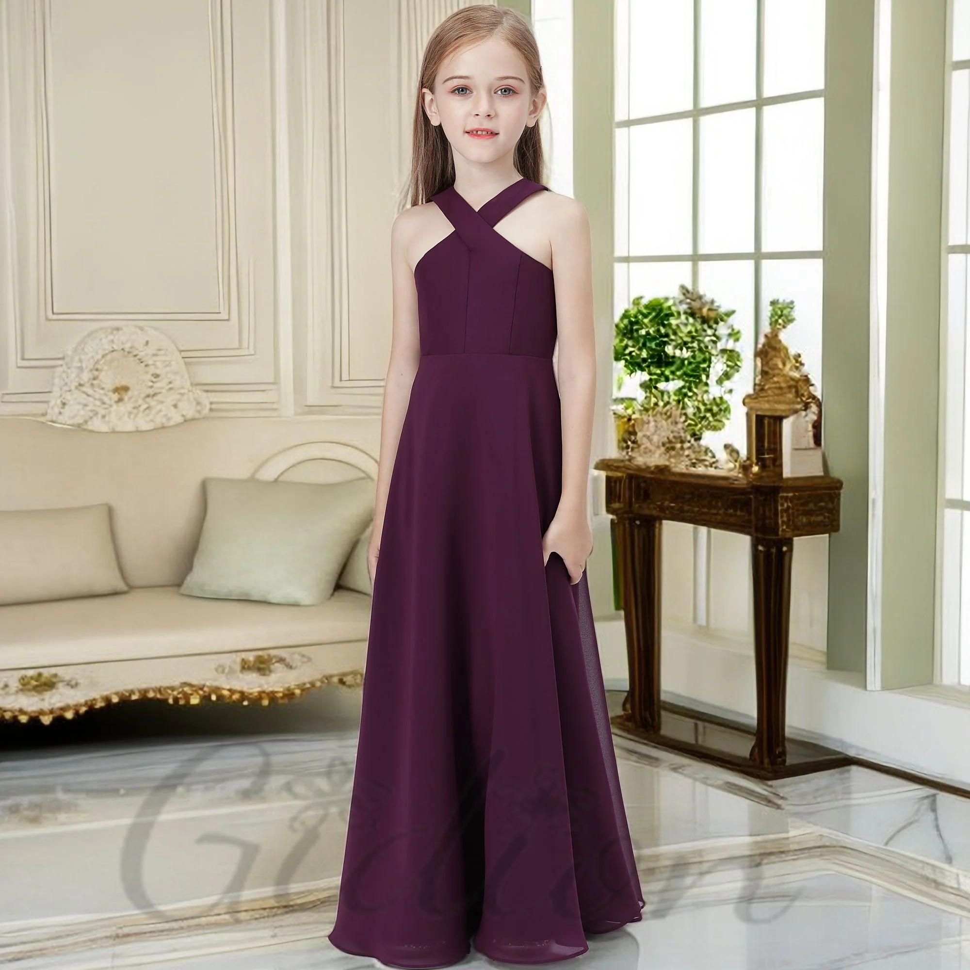 

Junior Bridesmaid Dress For Children Wedding Festiviy Celebration Pageant Ball-Gown Birthday Evening Party Banquet Event Prom