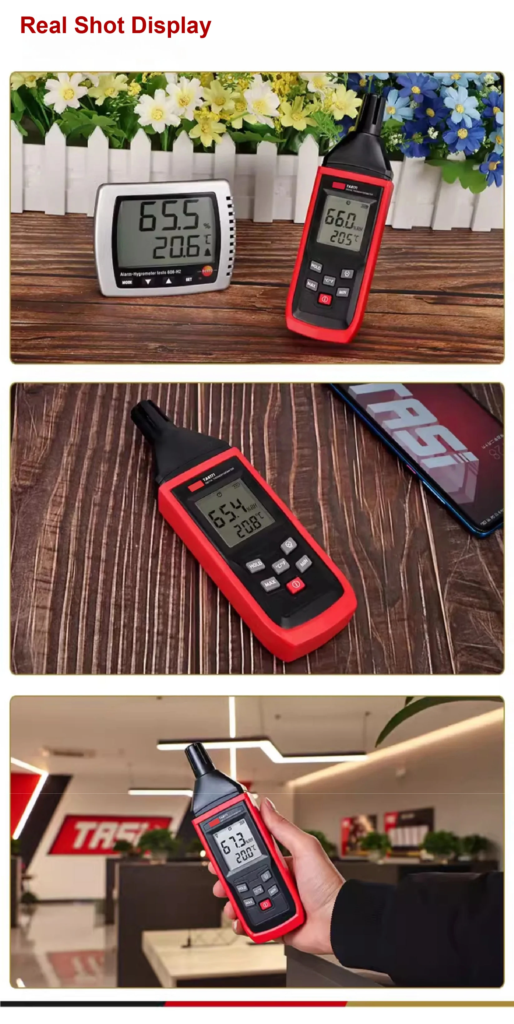 TA8171/TA621A Portable Temperature Humidity Meter Digital Hygrometer Dew Point S