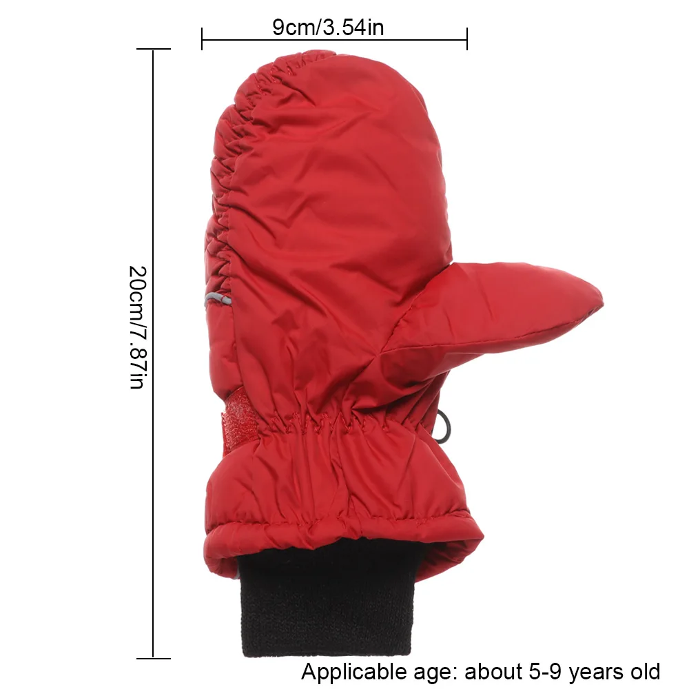 Children Ski Gloves Winter Thicken Warm Boys Girls Full Finger Mittens Non-slip Adjustable Windproof Waterproof For 5-9Y Kids 6