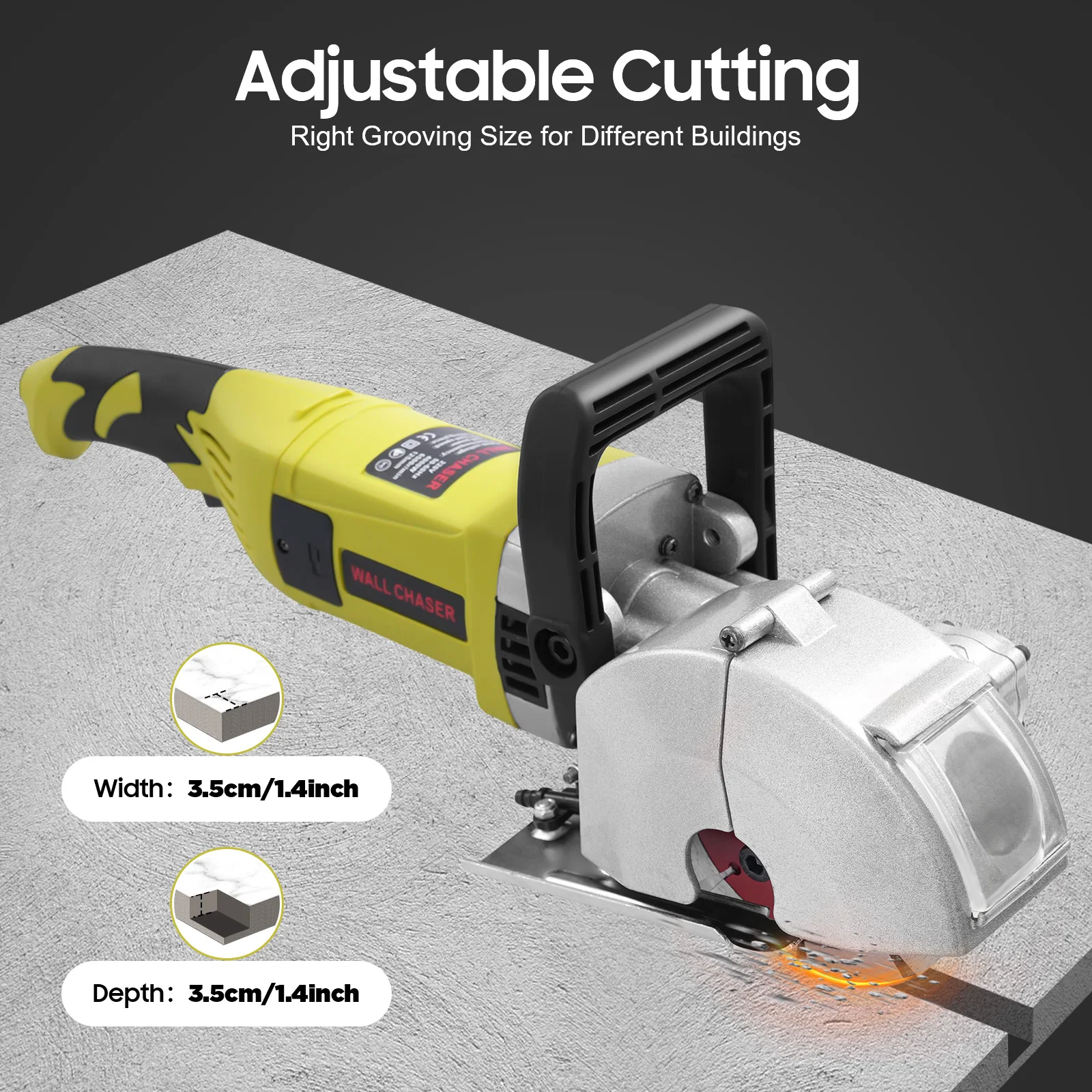 4000W Electric Wall Chaser – Concrete Cutting & Grooving Machine – 220V, 33mm Max Width 4 thumbnail image