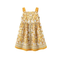 2024 Children Girls Casual Dress Floral Print Toddler Designer Clothes for Princess Party Fashion Elegant Keen-length Costume 2