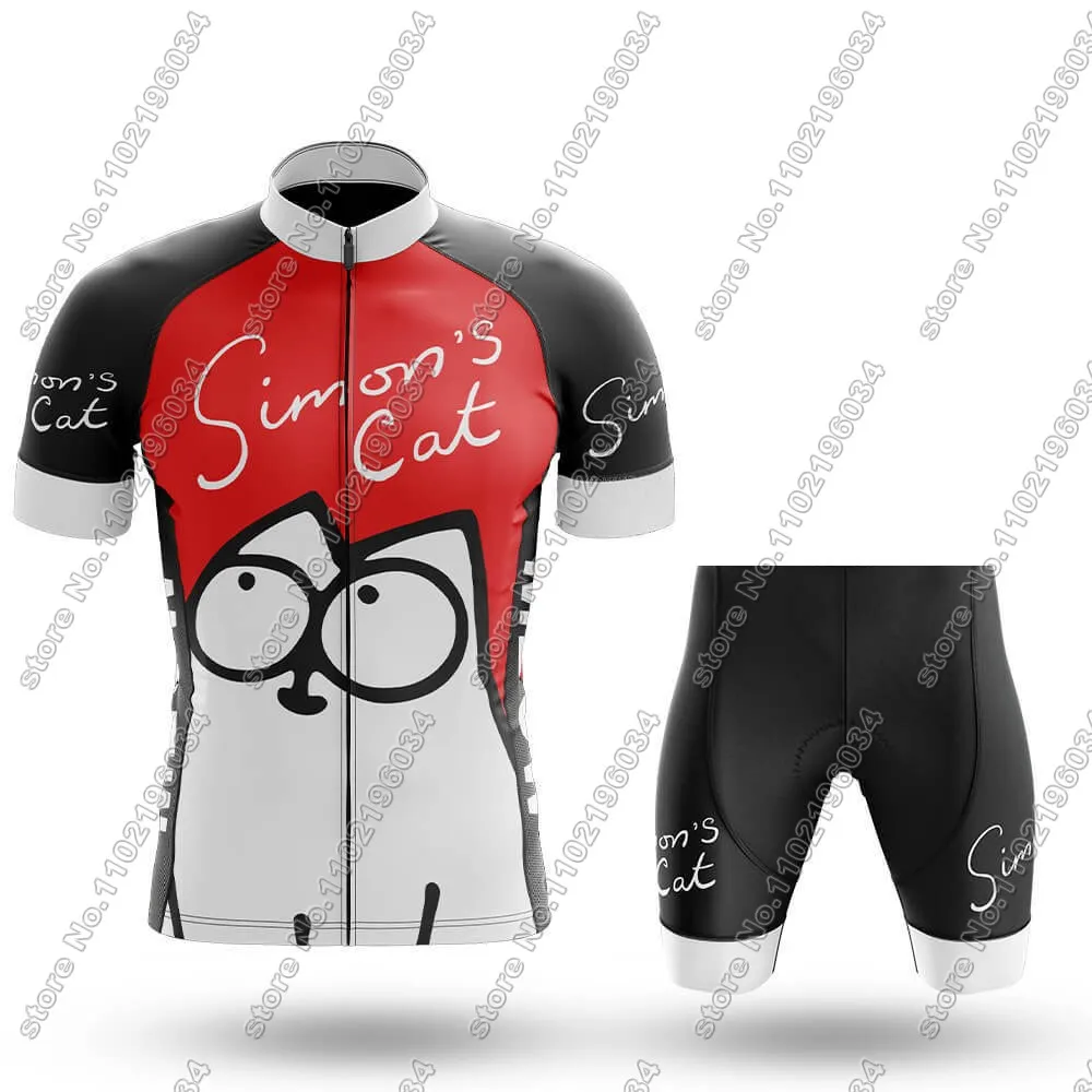 Funny Cat cycling Jersey Set Cartoon Anime Clothing Men Red Road Bike Shirt Suit Bicycle Bib Shorts MTB Wear Ropa Maillot