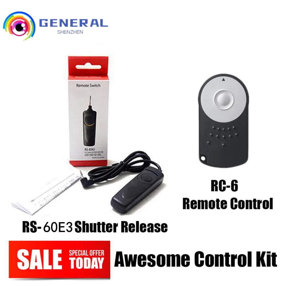 

Remote Control RS-60E3 Shutter Release+RC-6 Selfie Infrared Wireless for Canon EOS 700D 750D 760D 650D 600D 550D 500D 450D 400D