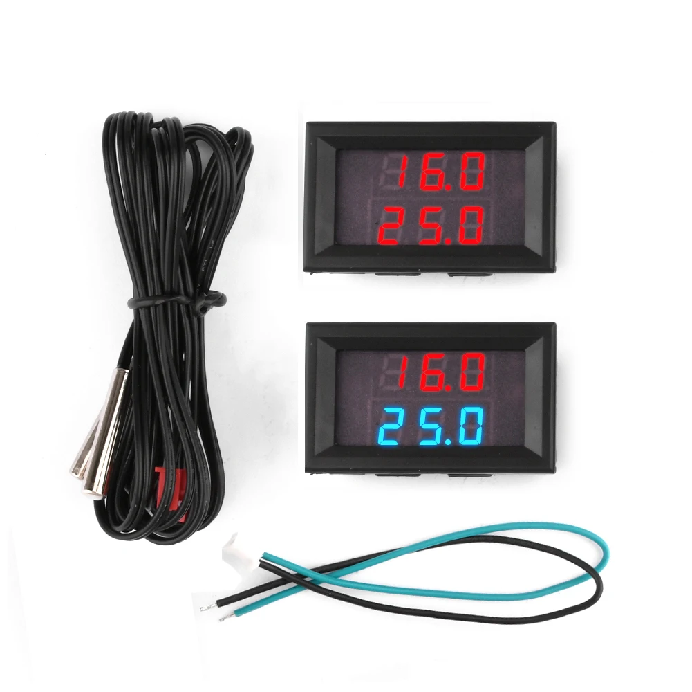 

Dual Display -55~120°C Thermometer with Probe DC 4-28V Car Temperature Meter -67~248℉ Gauge Refrigerator Fridge Thermometer