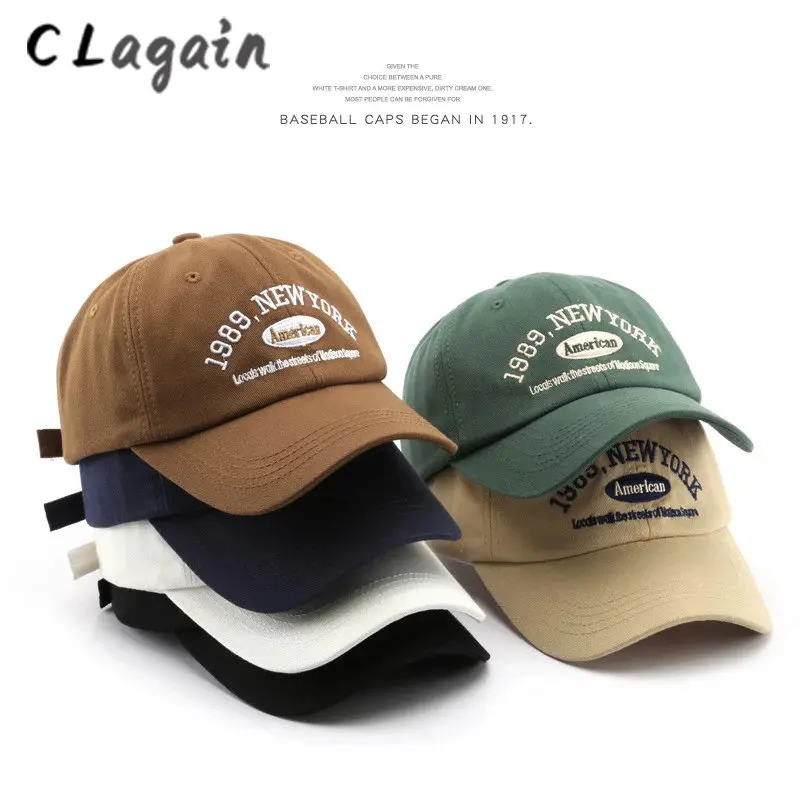 

Men and Woman's Baseball Caps Adjustable Casual Embroidered 1989 New York American Cotton Sun Hats Unisex Solid Color Visor Hats