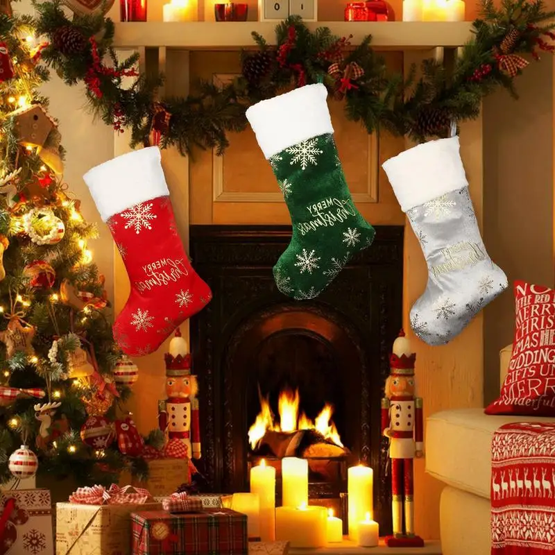 

Christmas Stockings 49cm Fireplace Decorative Stockings For Gifts Goodies Holder Christmas Stockings Party Favors For Coworkers