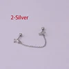 Boucles d'oreilles tendance en acier inoxydable pour femmes, 1 pièce, chaîne à Double perçage, fleur coréenne, Zircon, clous de perçage, bijoux à la mode