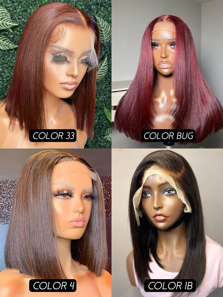 Bone Straight Bob Wig 13x4 Lace Front Human Hair Wigs Women Short Bob Wig 13X6 HD Lace Frontal Human Hair 250 Density